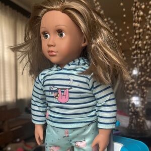 Striped Outfit Doll with Blue Suitcase
